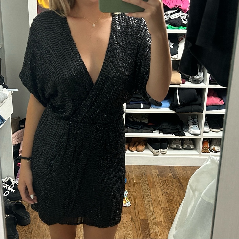 Parker Black Sequin Mini Dress